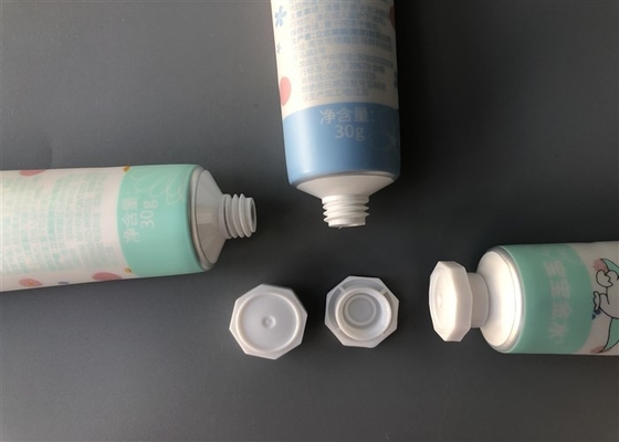 30g Silver Sheet Laminate Tube Packaging , Aluminum Squeeze Tubes Octagonal Cap
